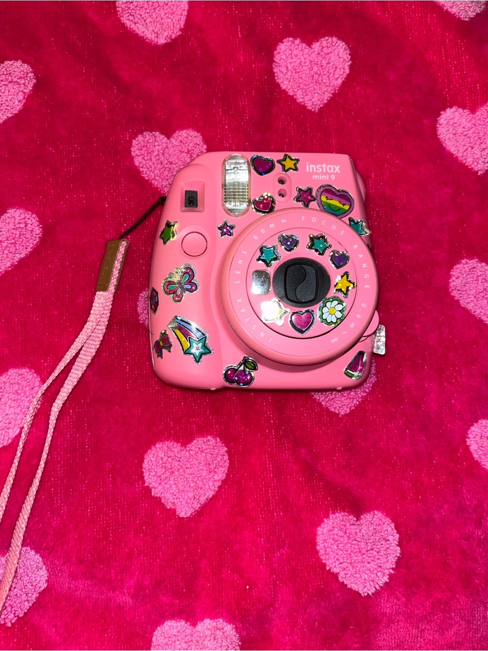 Fujifilm Instax Mini 9 Instant Camera - Pink with cute Stickers